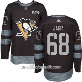 Män Ishockey Pittsburgh Penguins Tröja Jaromir Jagr 68 1917-2017 100th Anniversary Adidas Svart Authentic
